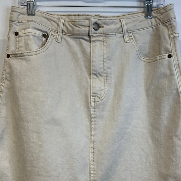Oat New York Split Hem Ecru Denim Maxi Skirt Women's 12 - Picture 4 of 6